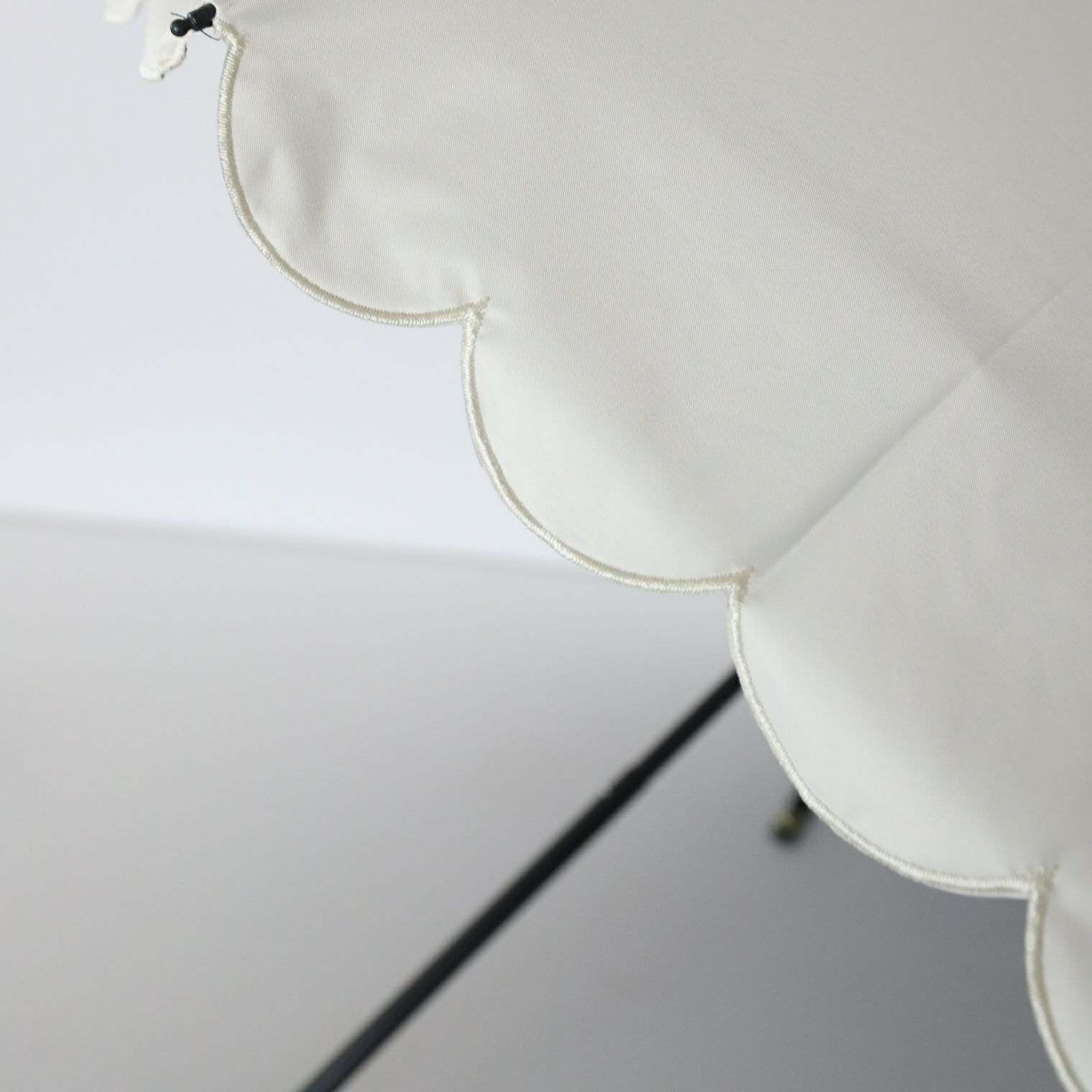 完全遮光　スカラップ傘　晴雨兼用　オフホワイト