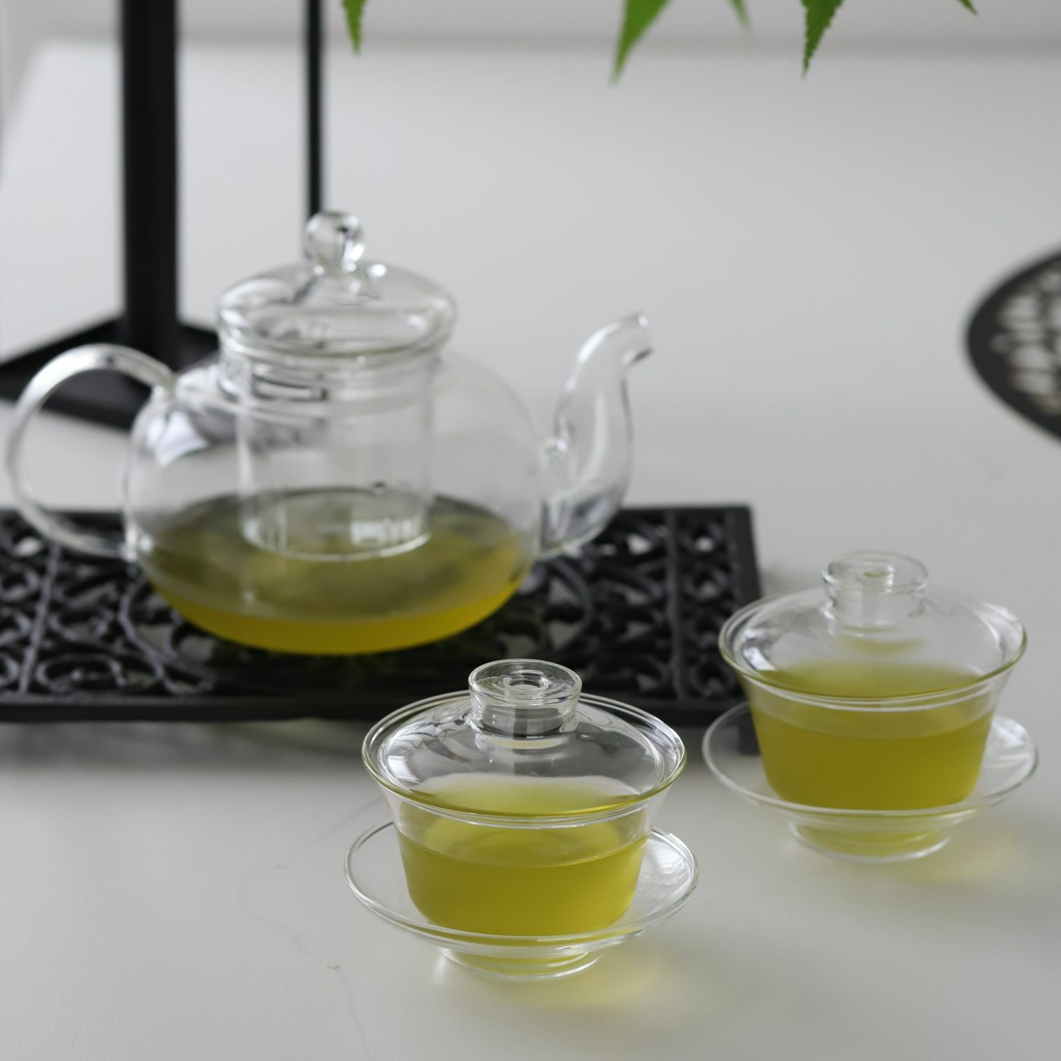 耐熱ガラス製ソーサー付き蓋碗茶器シンプル｜M苦楽園｜おしゃれな食器