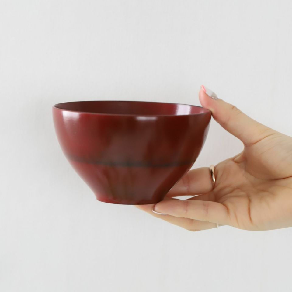 木製　漆器　なごみ味噌汁椀ボウル　11.4cm　赤色