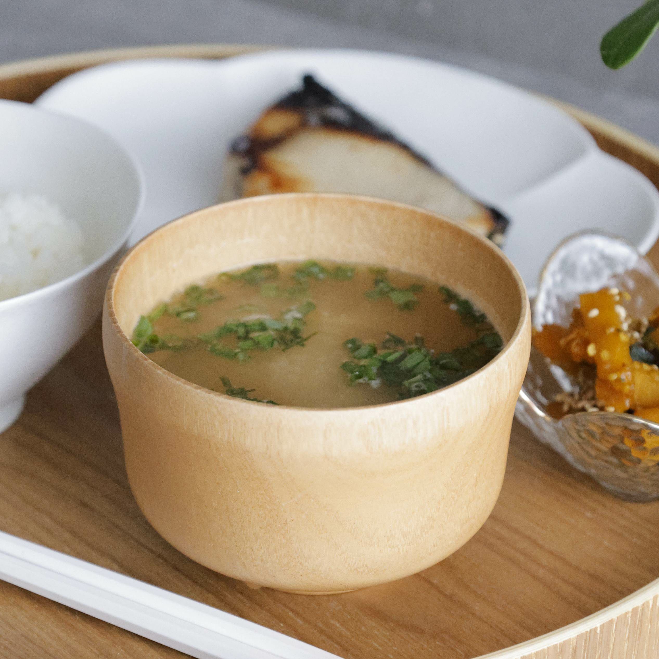木製　漆器　ひさご味噌汁椀　10cm　ナチュラル