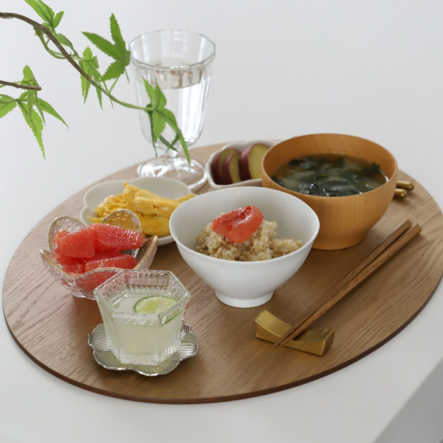 木製　五角形箸　ナチュラル　黒　コーディネート