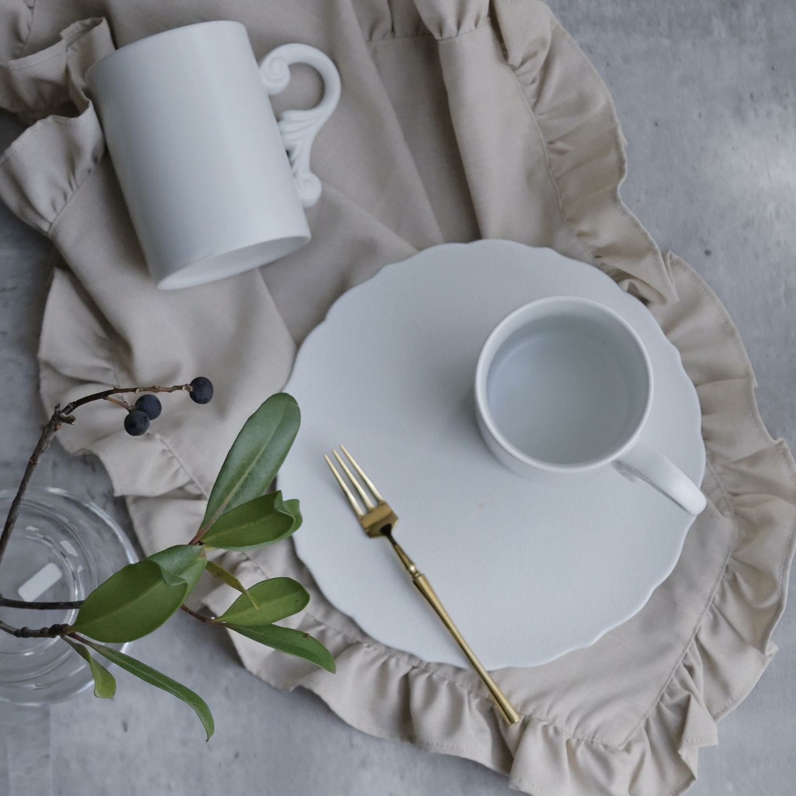 フリルテーブルナプキン　エクリュ｜M苦楽園オリジナル｜ベージュ