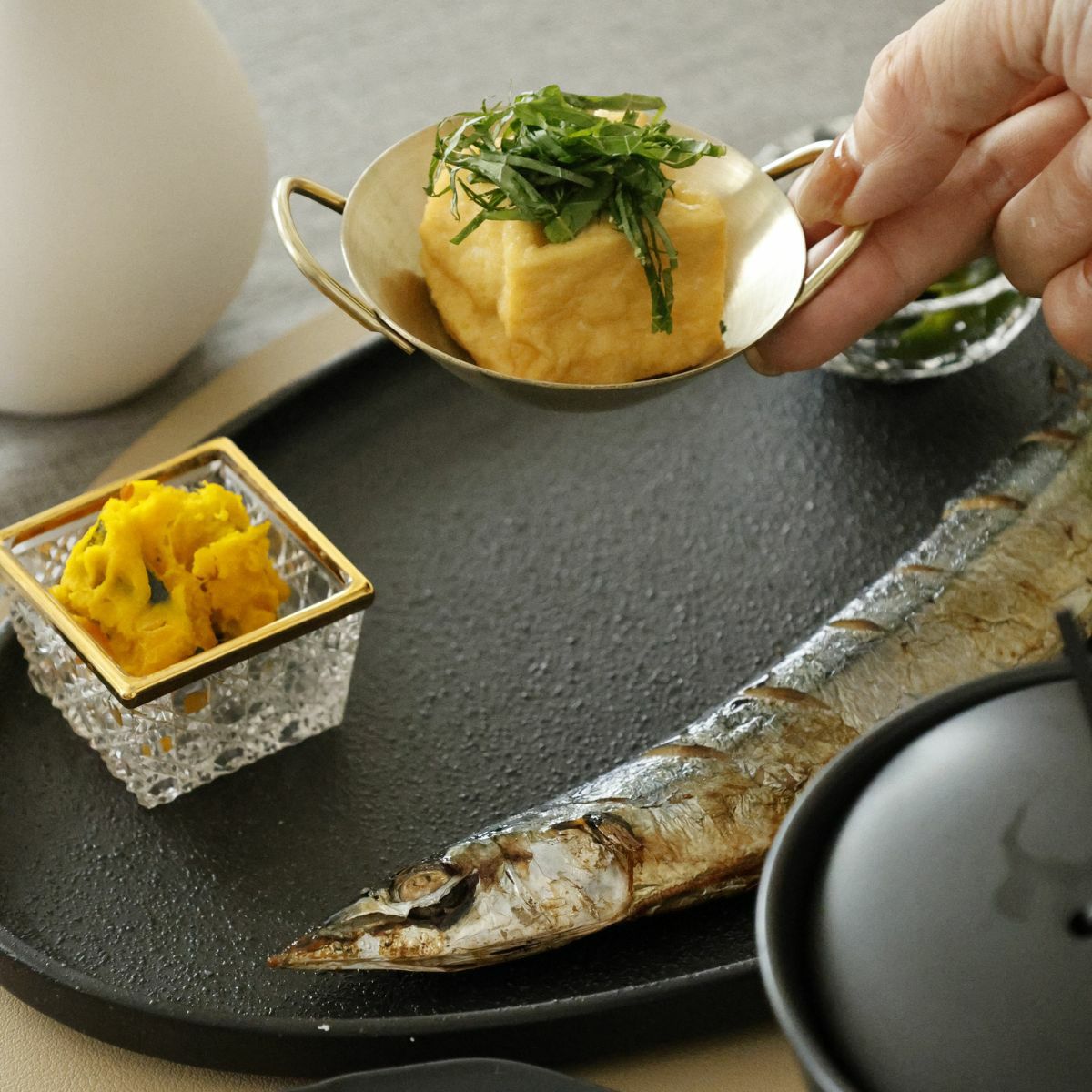 ステンレス製　ミニ両手鍋型　アミューズ小鉢　9.5cm