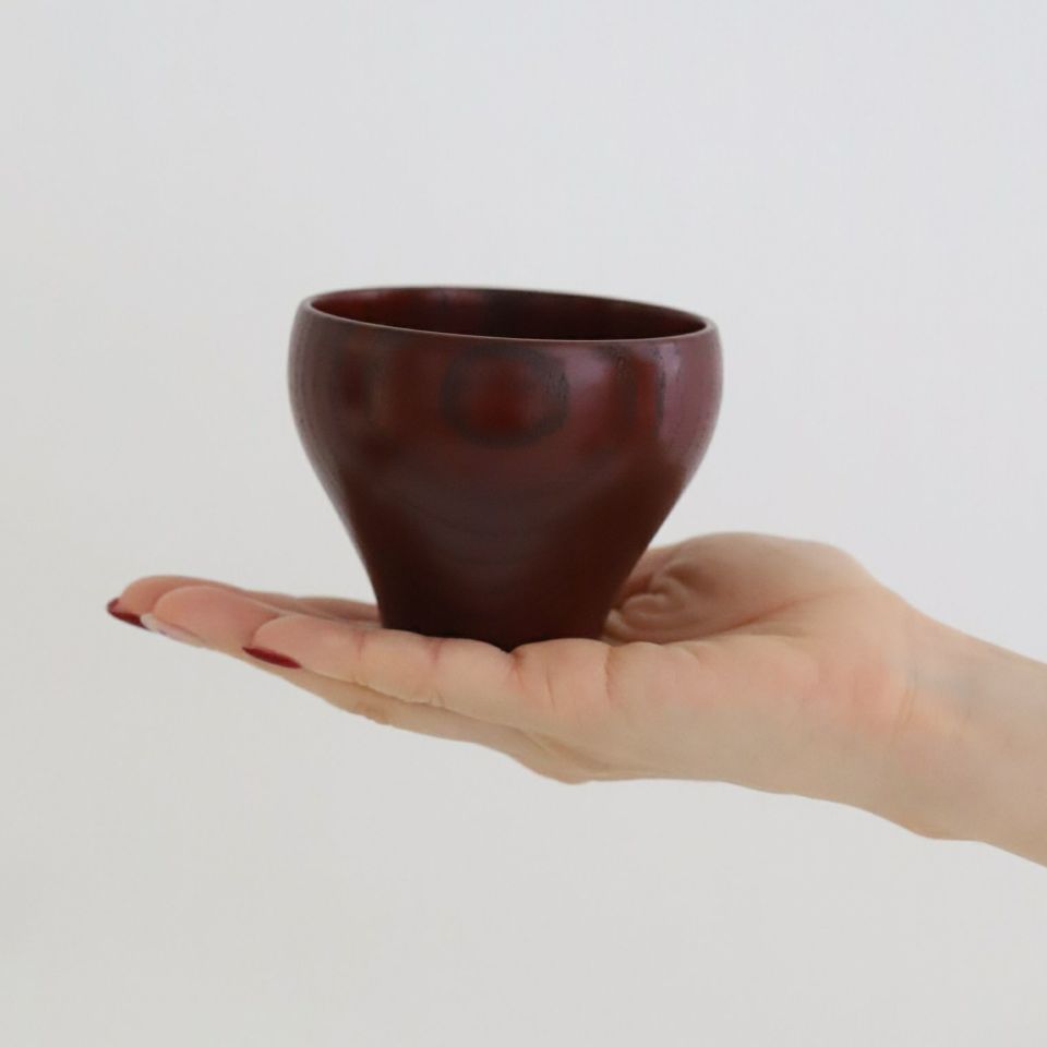 木製　漆器デザートカップ椀　8.5cm　赤
