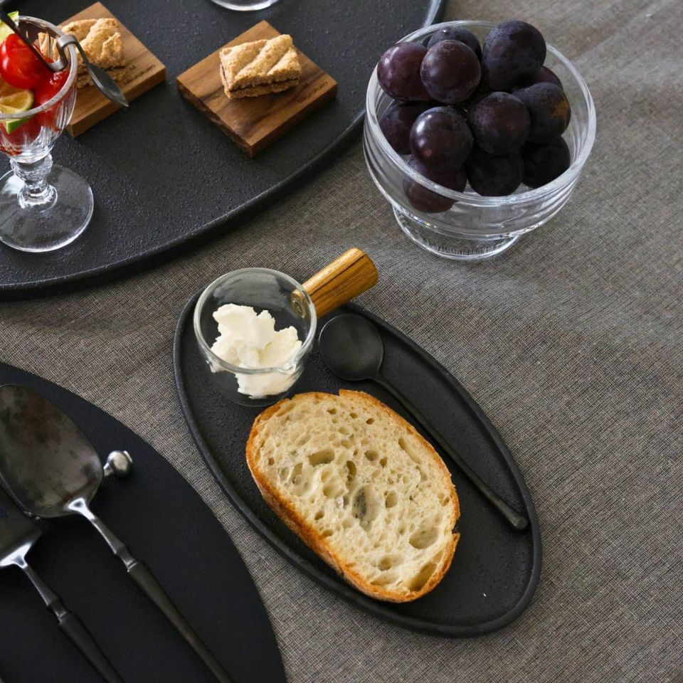 ガラス製　木製ハンドルミルクソースピッチャー