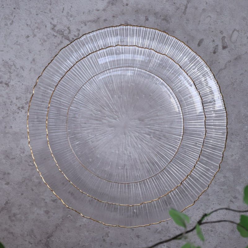 ガラス製　金縁ガラスプレート皿　スプラッシュ