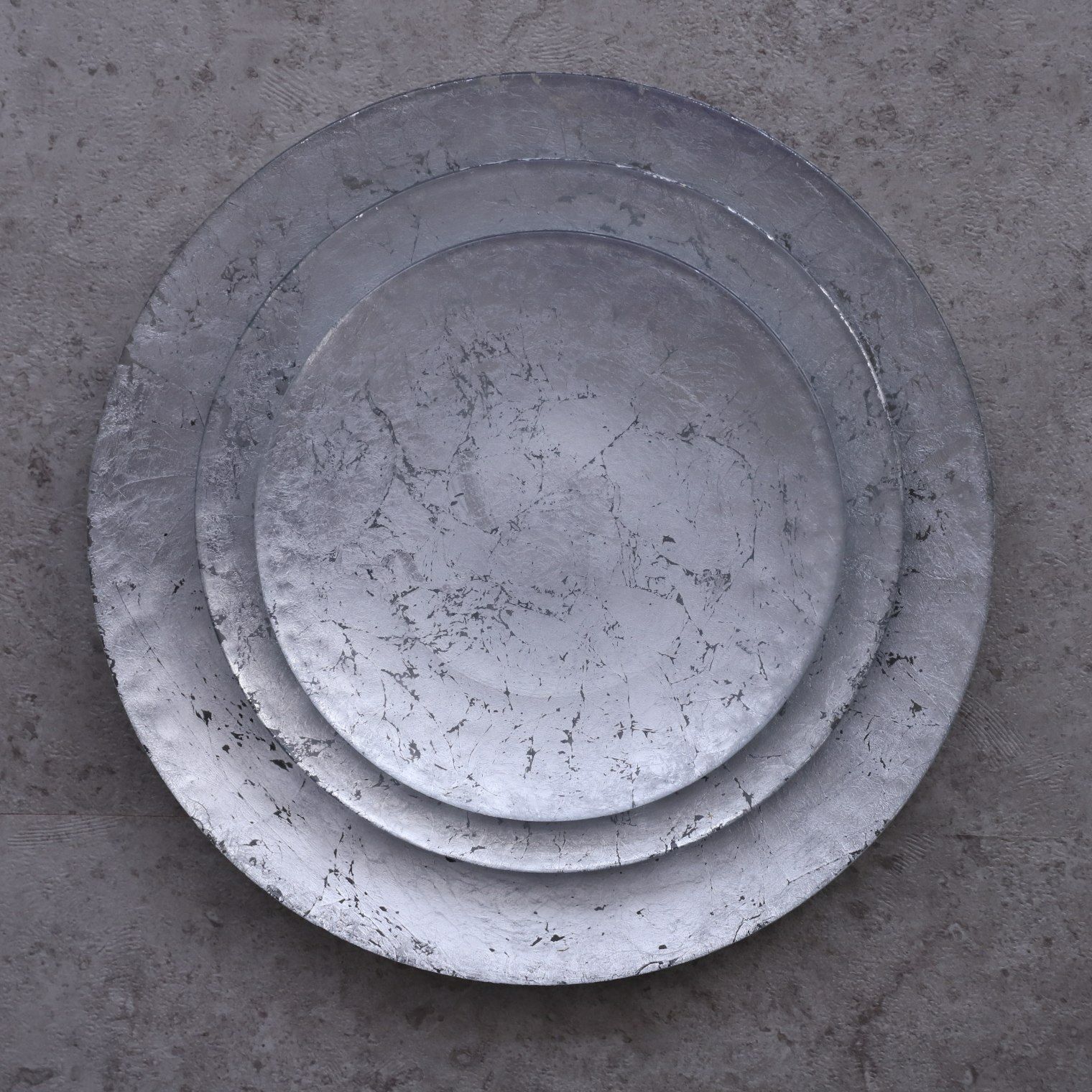 ガラス製　銀箔プレート皿　オーブ