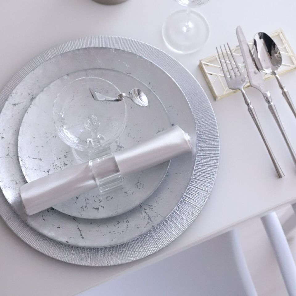 ガラス製　銀箔プレート皿　オーブ