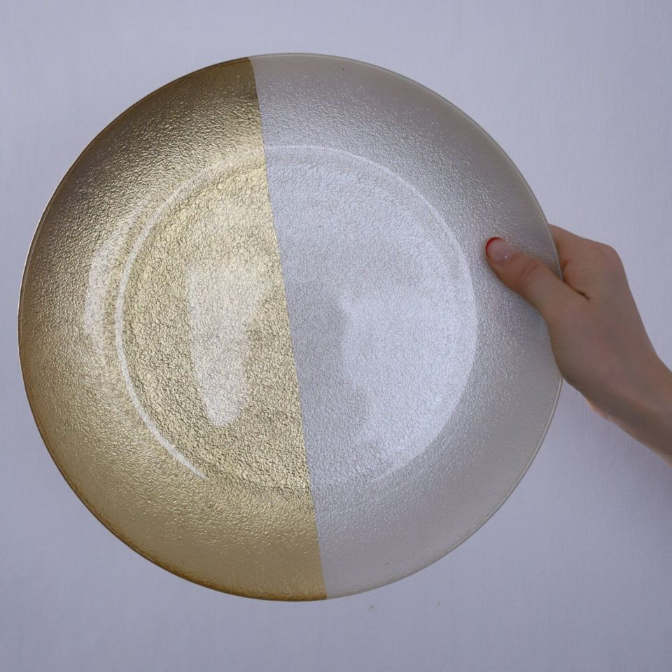 ガラス製 金白ガラスプレート皿 フィガーリ｜大人おしゃれな食器