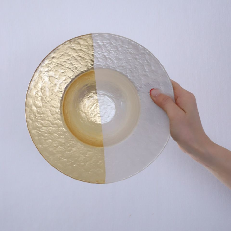 ガラス製　金白リムスープボウル　21.5cm　フィガーリ
