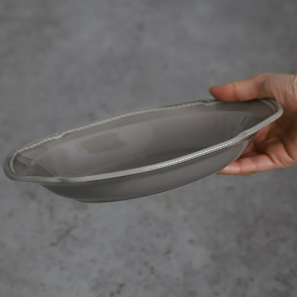 美濃焼　カレー・パスタ鉢　　磁器　トレスベーカー　24.3cm　グレー