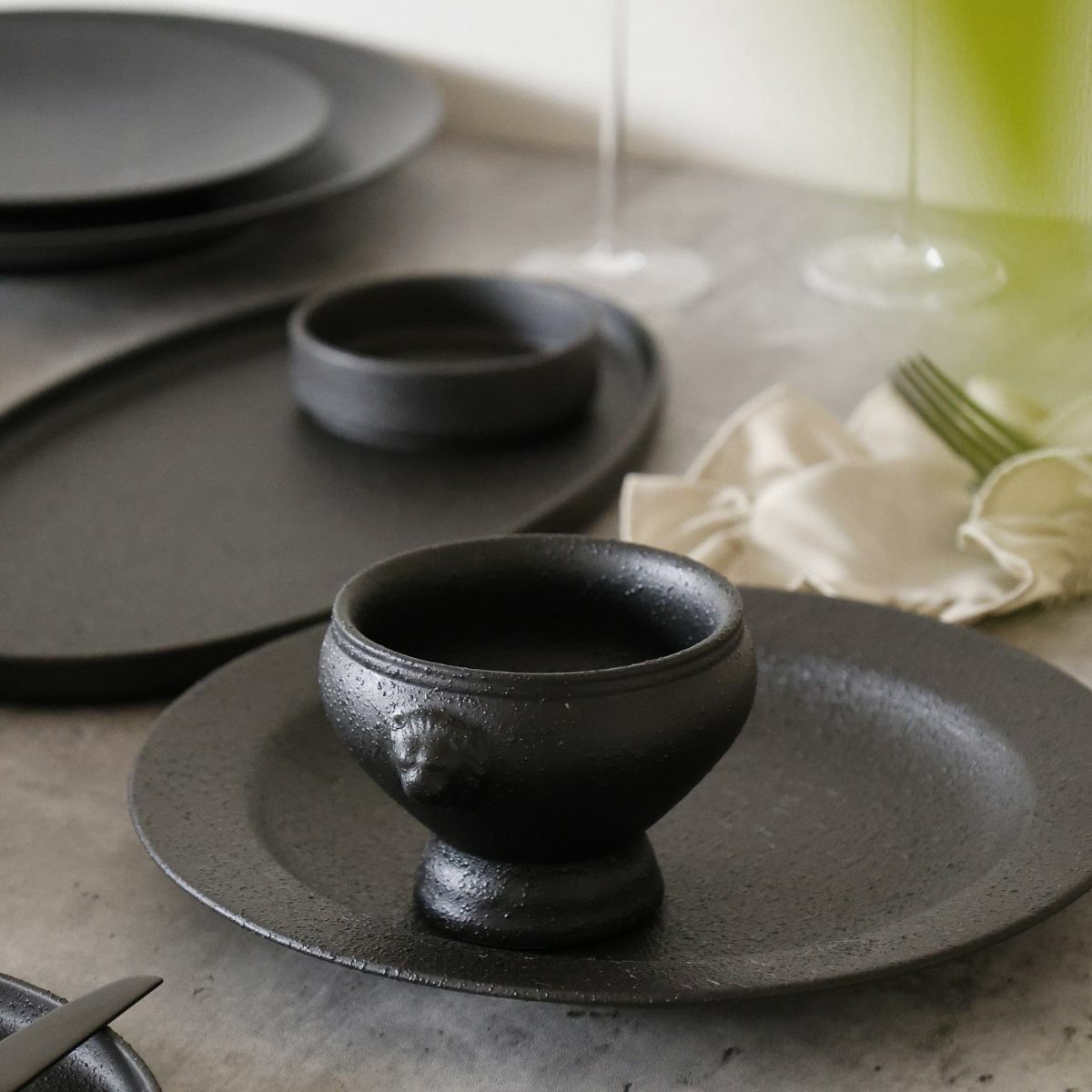 美濃焼　黒いライオントリフボウル9cm　YOZORA｜M苦楽園オリジナル｜
