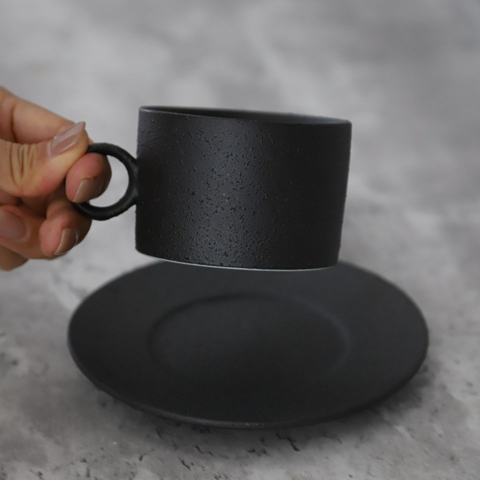 ハート柄の黒い陶器カップ Barro Negro, Black Clay, Heart Mug | Lolo Mexican Mercadito