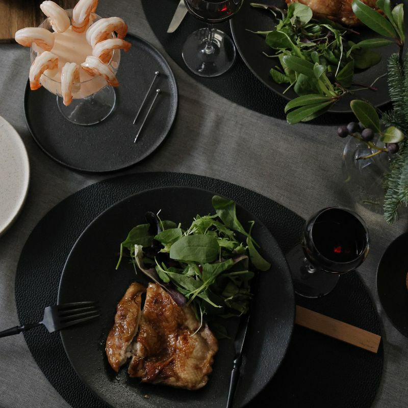 オーバルレザーランチョンマット（ブラック）