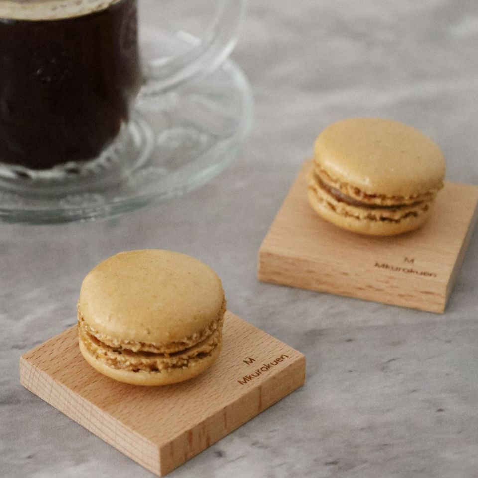 木製　ナチュラルウッドミニコースター4個セット｜M苦楽園オリジナル｜5.5cm