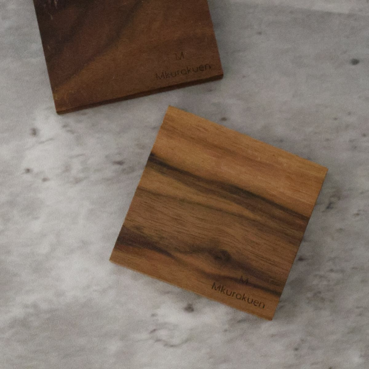 木製　ナチュラルウッドミニコースター4個セット｜M苦楽園オリジナル｜5.5cm