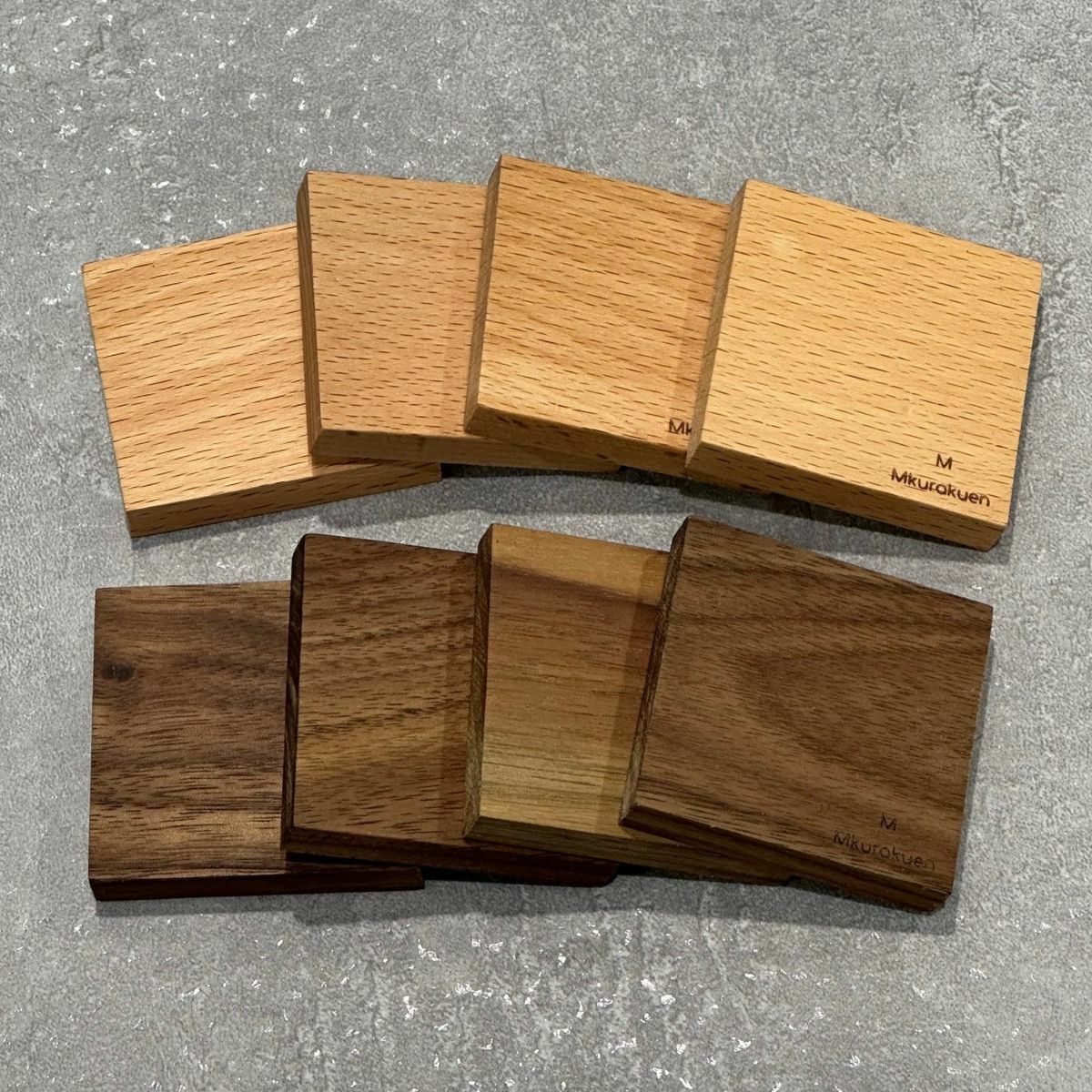 木製　ナチュラルウッドミニコースター4個セット｜M苦楽園オリジナル｜5.5cm