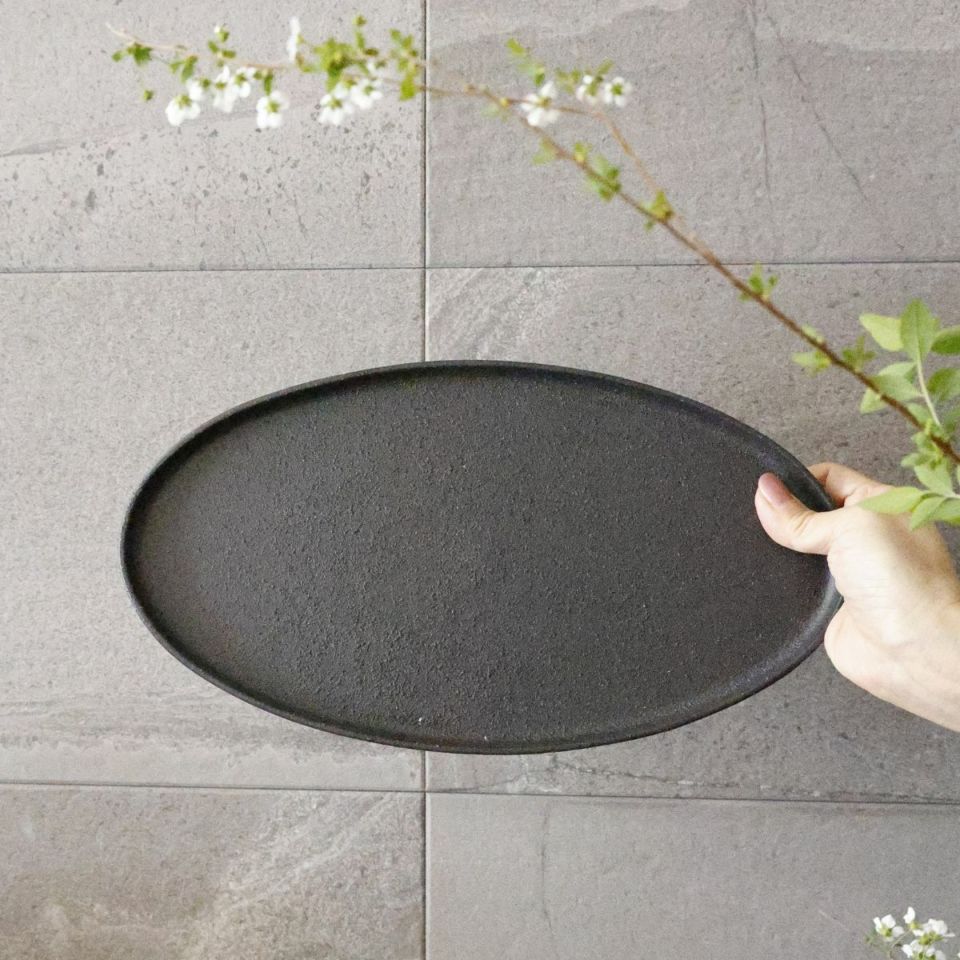  美濃焼　黒い切立オーバルプレート YOZORA｜M苦楽園オリジナル｜