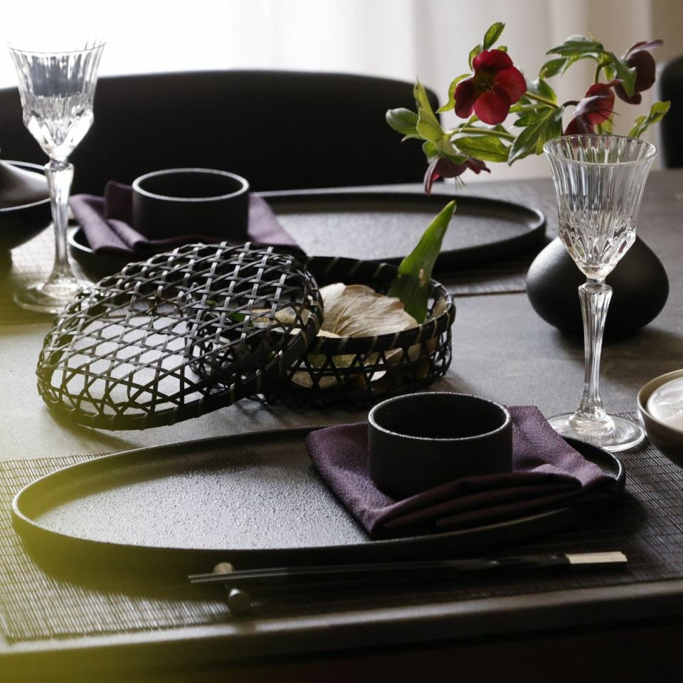  美濃焼　黒い切立オーバルプレート YOZORA｜M苦楽園オリジナル｜