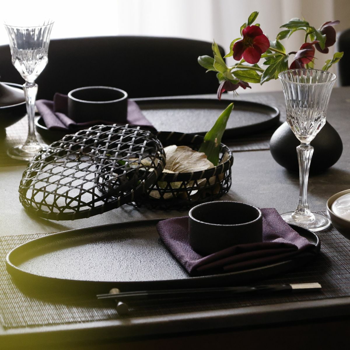  美濃焼　黒い切立オーバルプレート YOZORA｜M苦楽園オリジナル｜