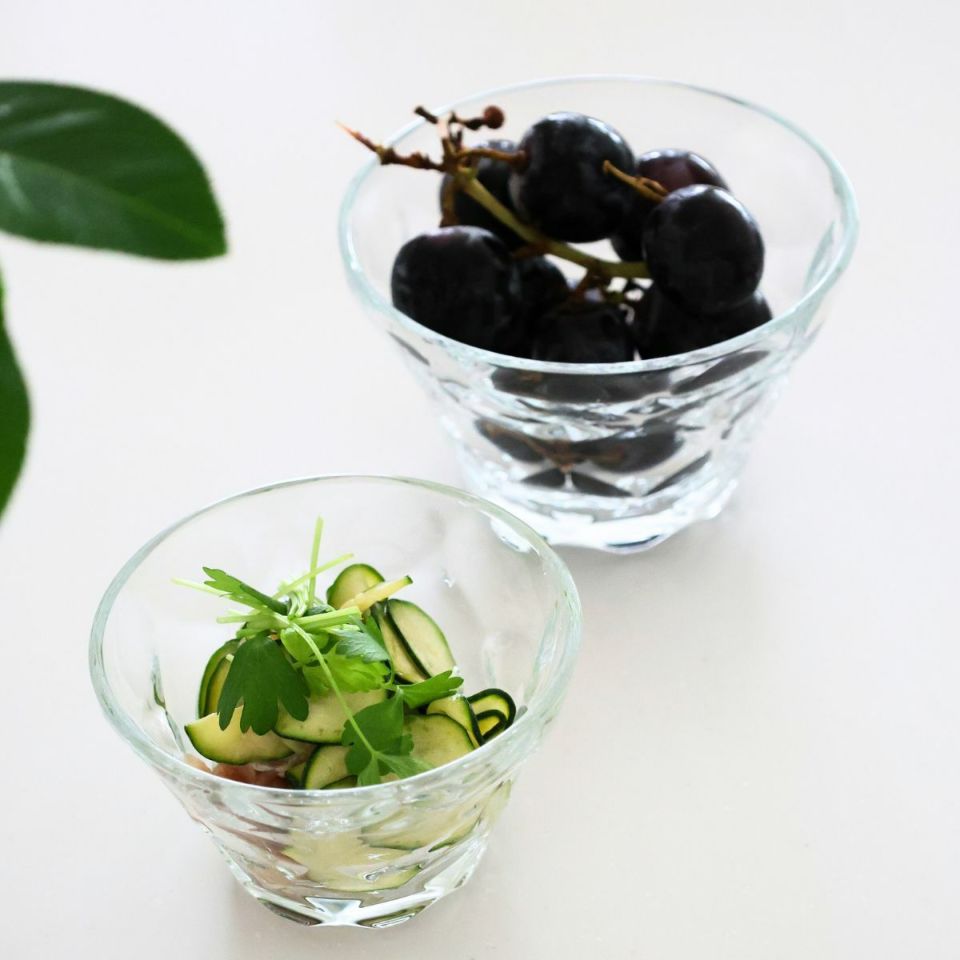 ガラス製　ダイヤモンドデザートカップ