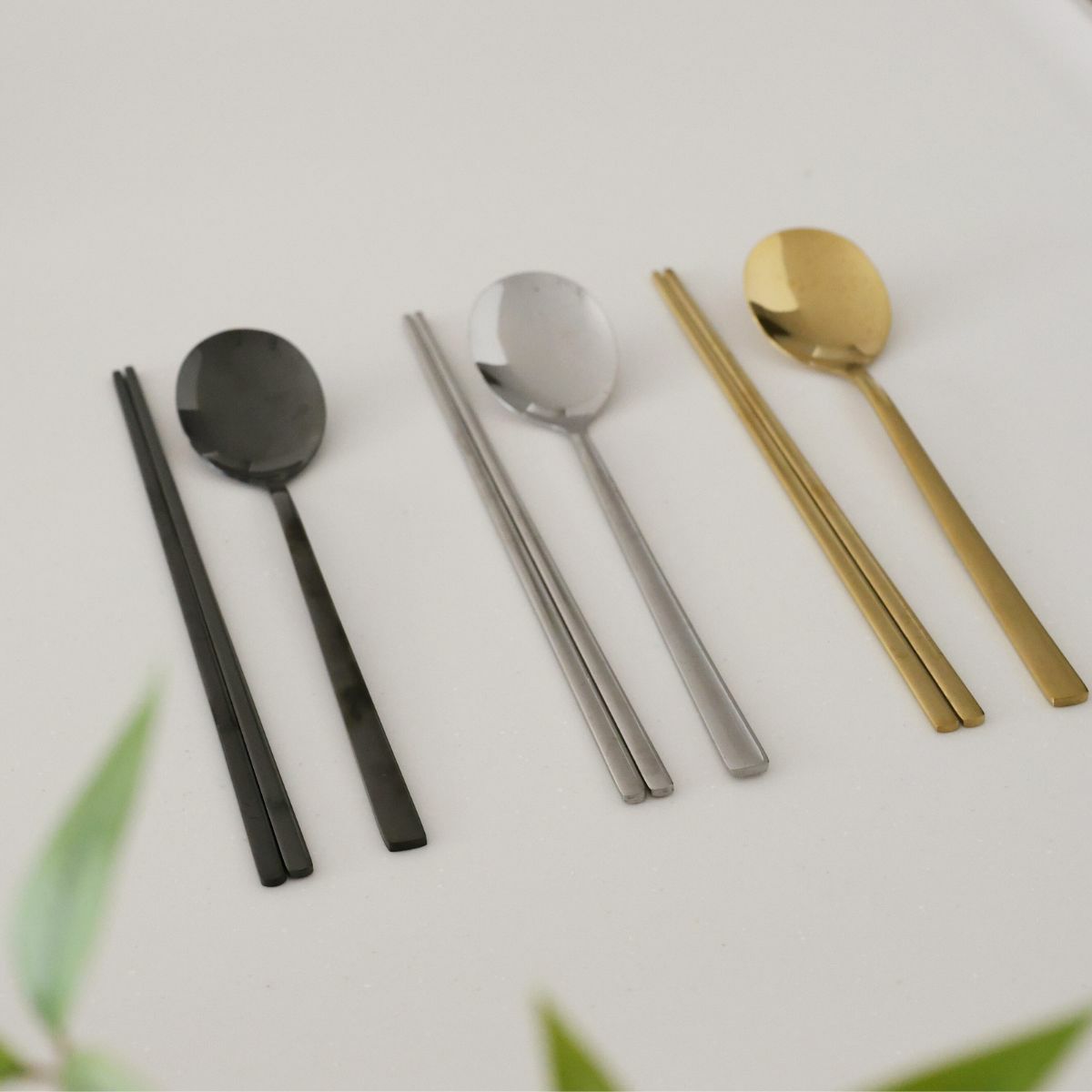ステンレス製　韓国箸・スプーンセット