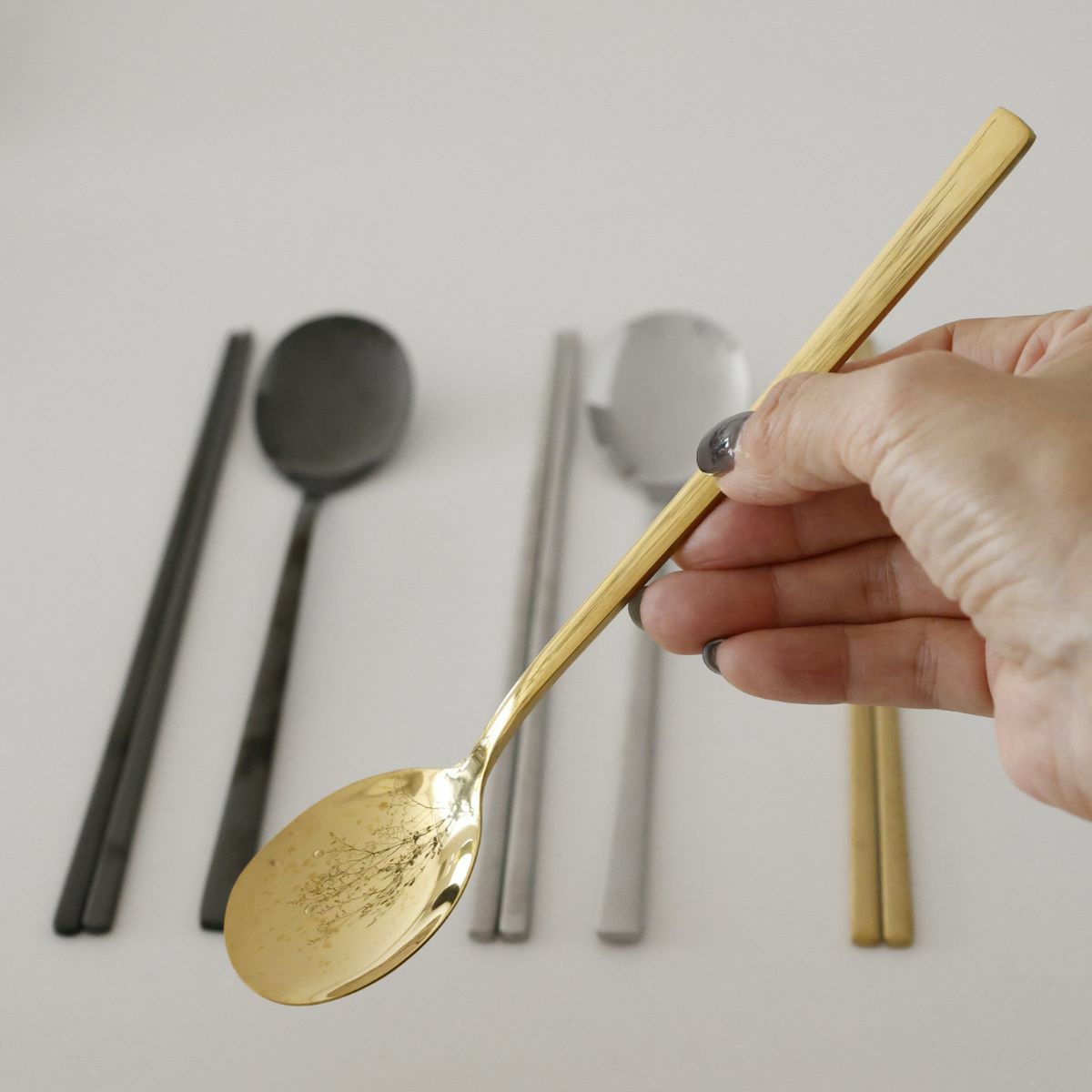 ステンレス製　韓国箸・スプーンセット