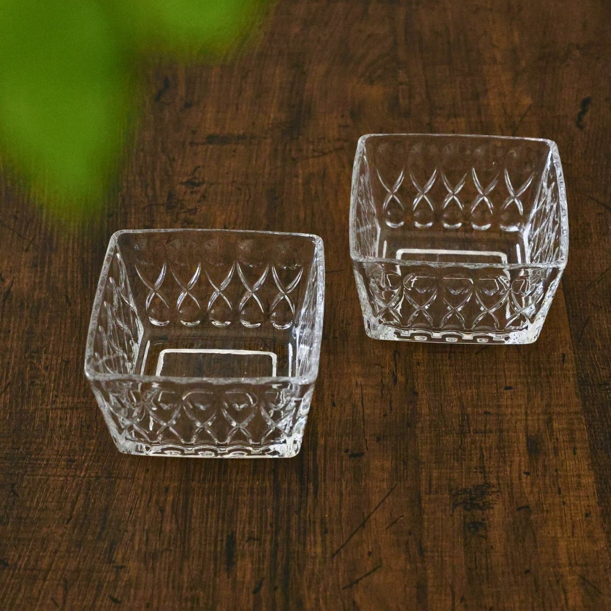 ガラス製　スクエア四角小鉢