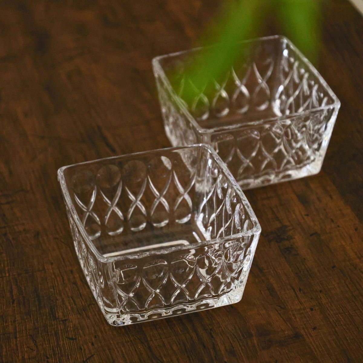 ガラス製　スクエア四角小鉢