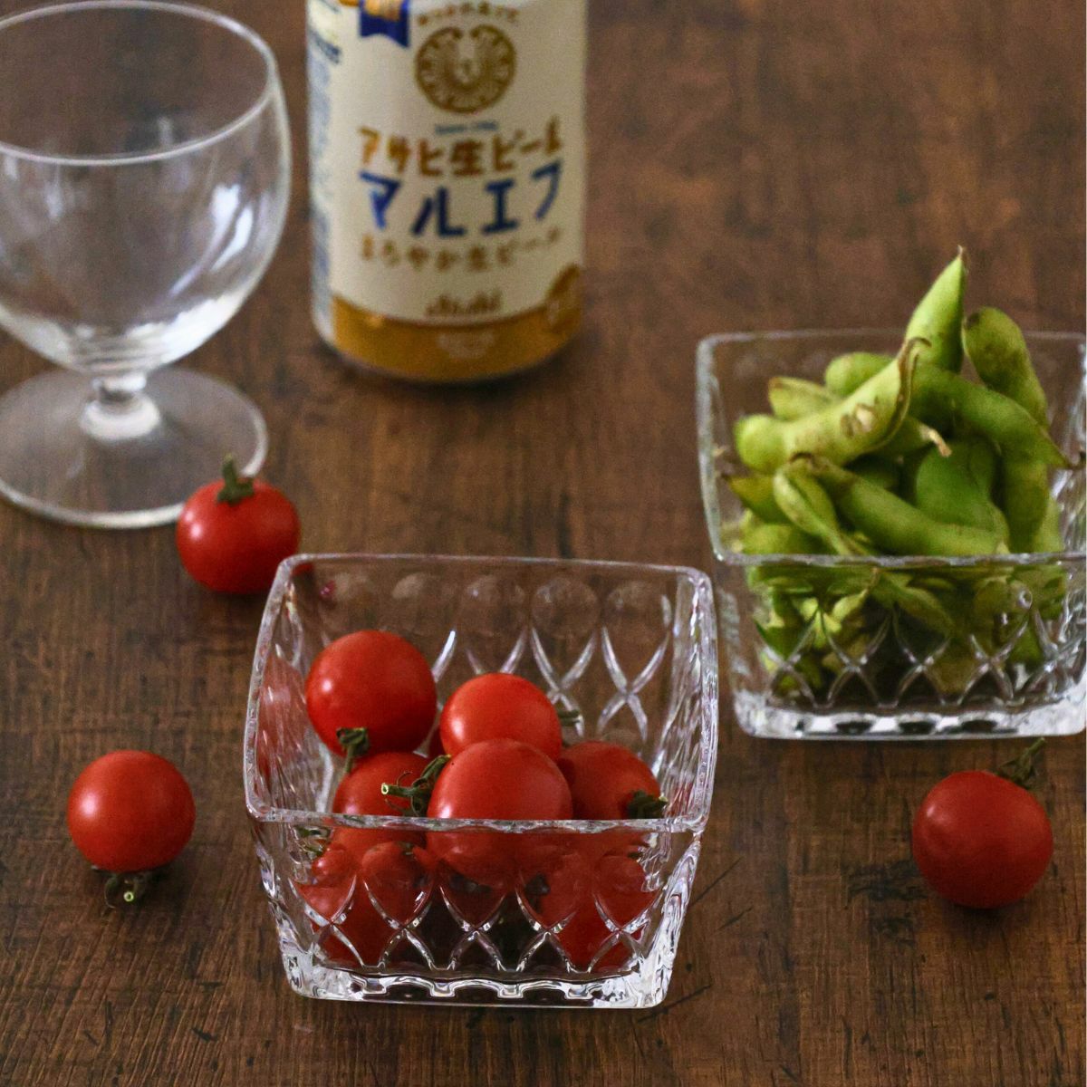 ガラス製　スクエア四角小鉢