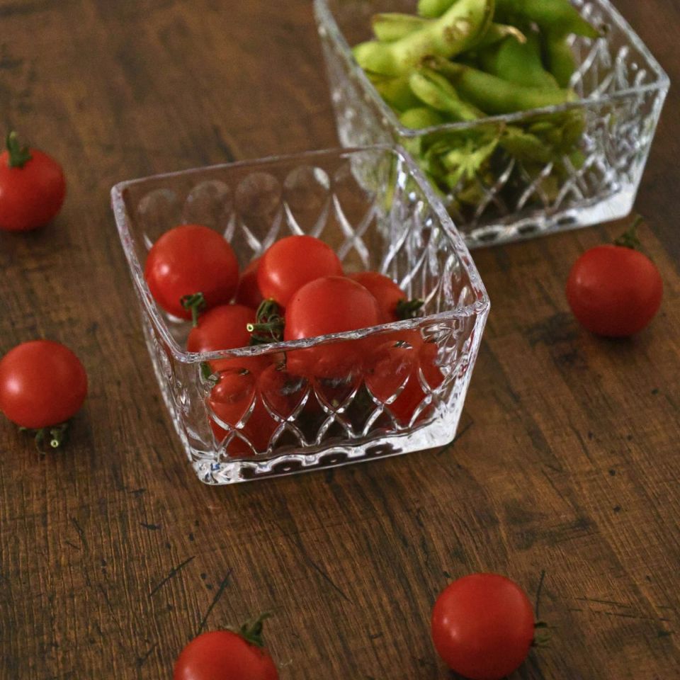 ガラス製　スクエア四角小鉢