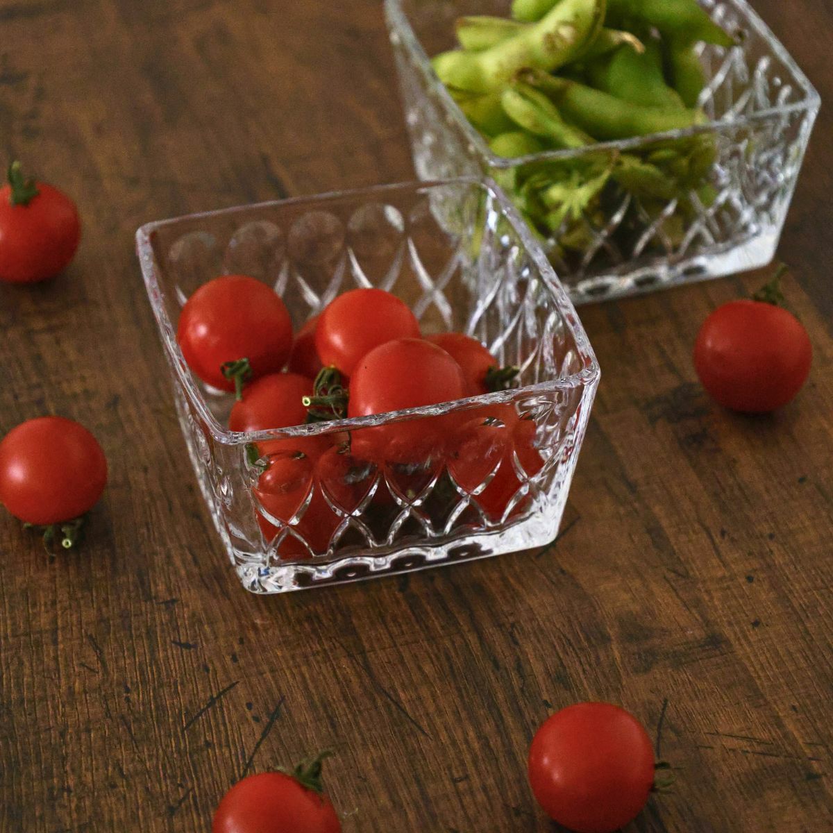 ガラス製　スクエア四角小鉢