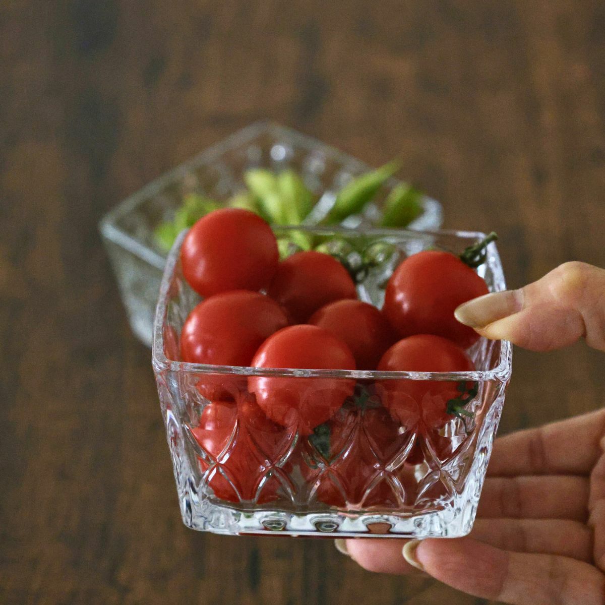 ガラス製　スクエア四角小鉢