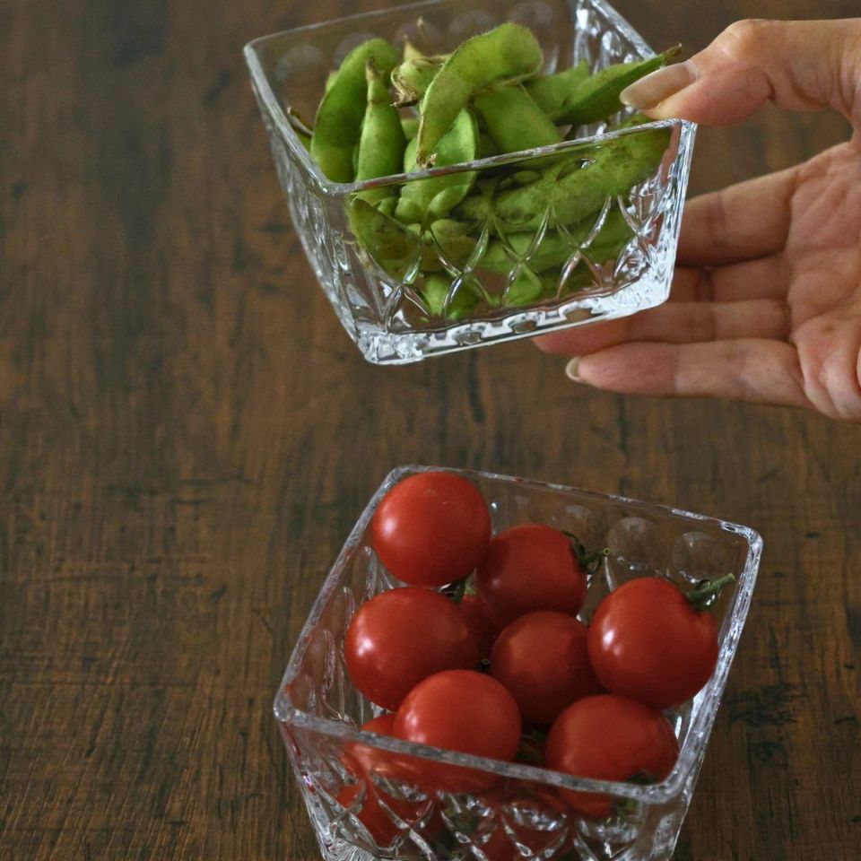 ガラス製　スクエア四角小鉢