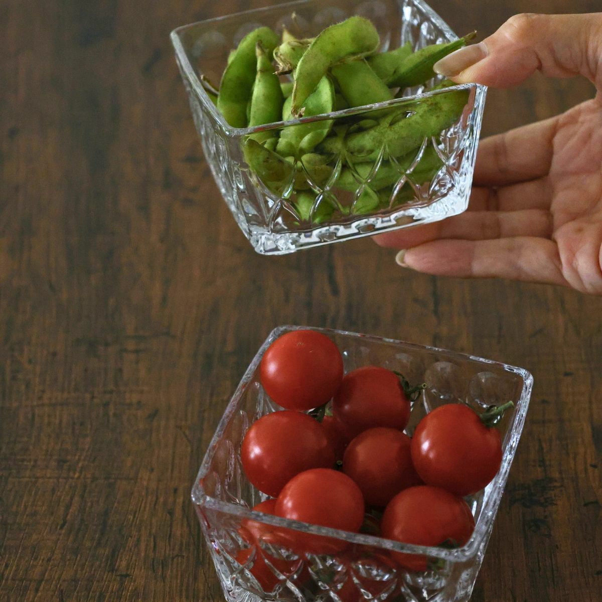 ガラス製　スクエア四角小鉢