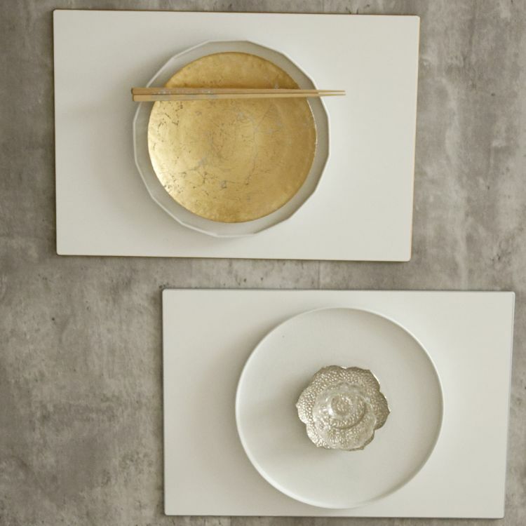 長角白渕金銀　プレイスマット折敷膳