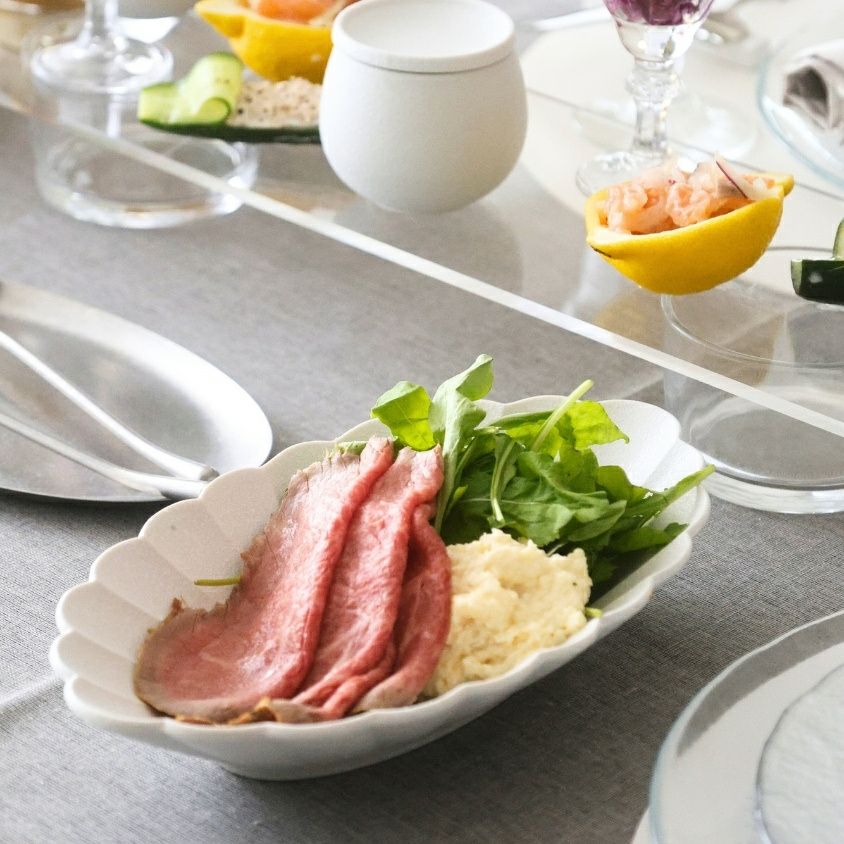 MINO　SNOW　オーバル菊型鉢　24cm