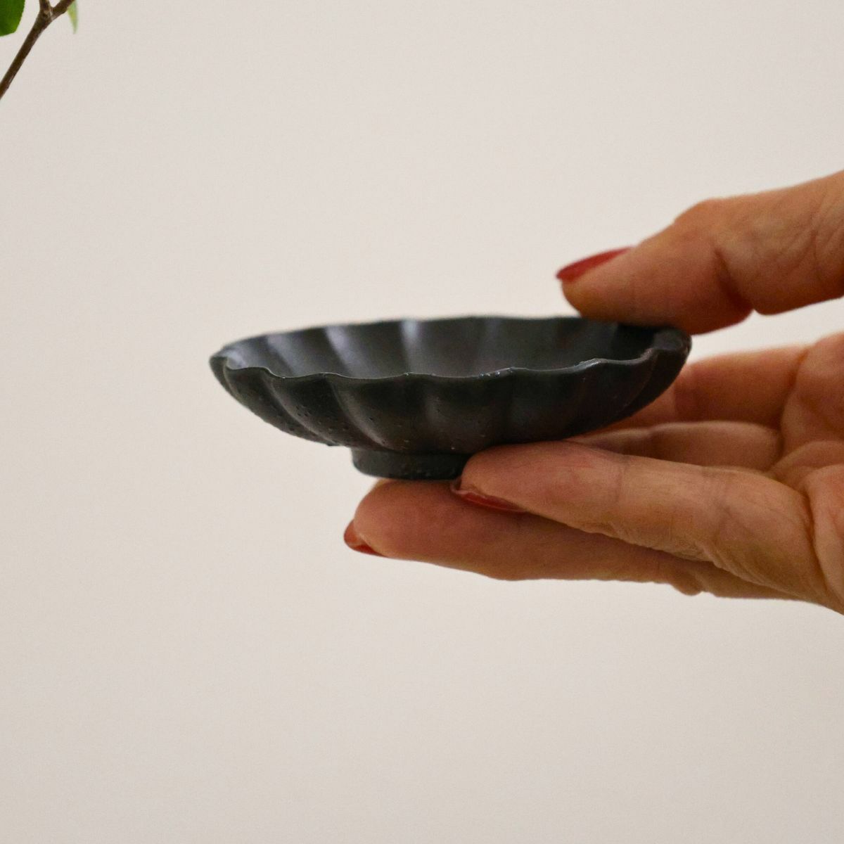 美濃焼　輪花豆皿　黒曜　YOZORA