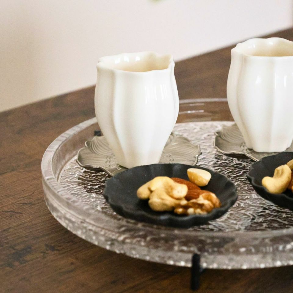 美濃焼　輪花豆皿　黒曜　YOZORA