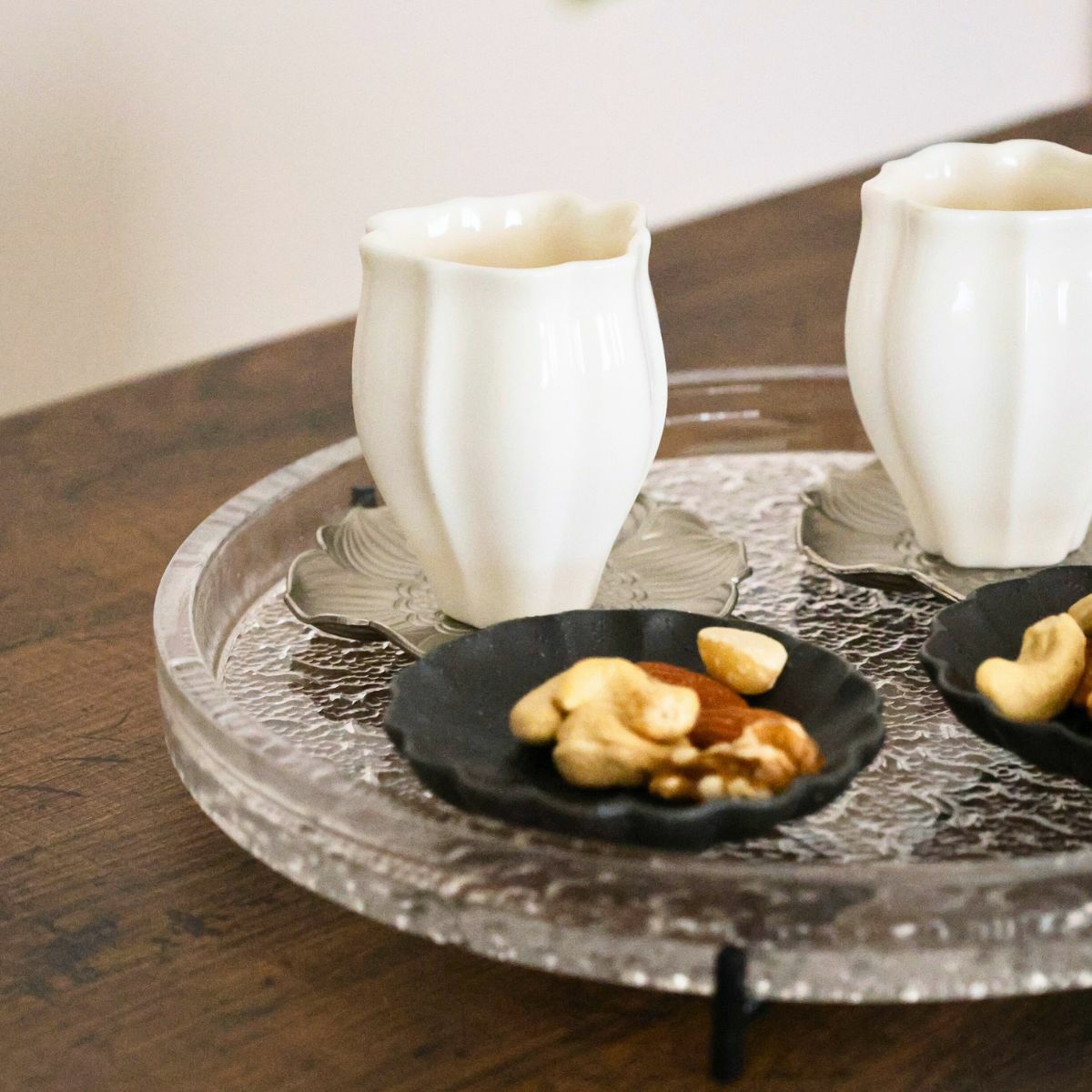 美濃焼　輪花豆皿　黒曜　YOZORA