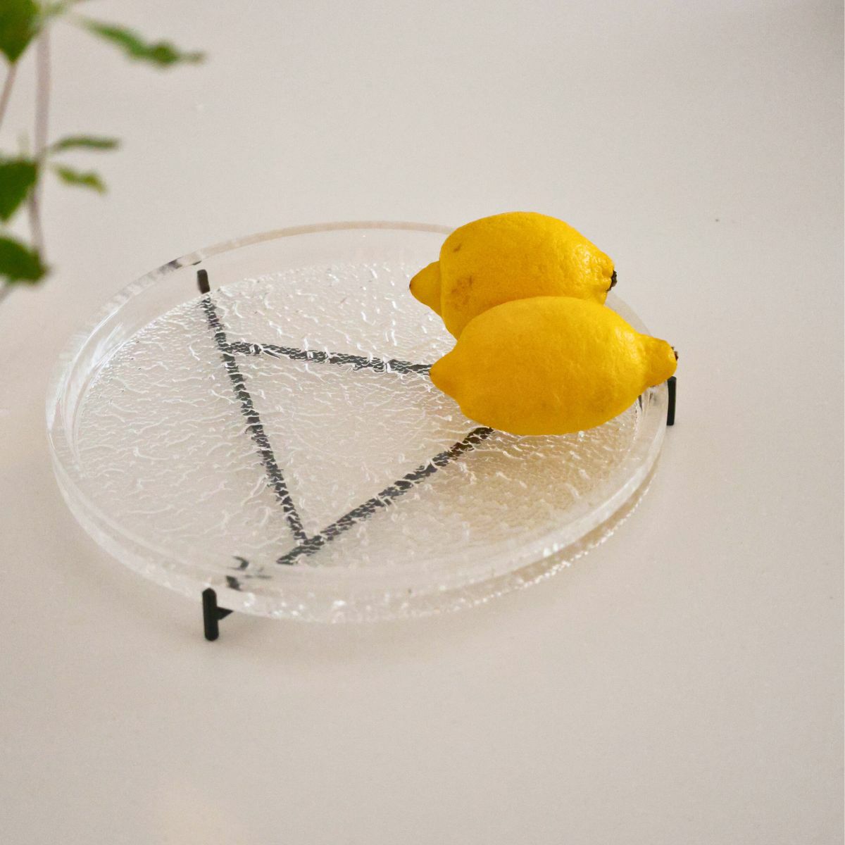  ガラス製　アイアンロースタンド付リムプレート