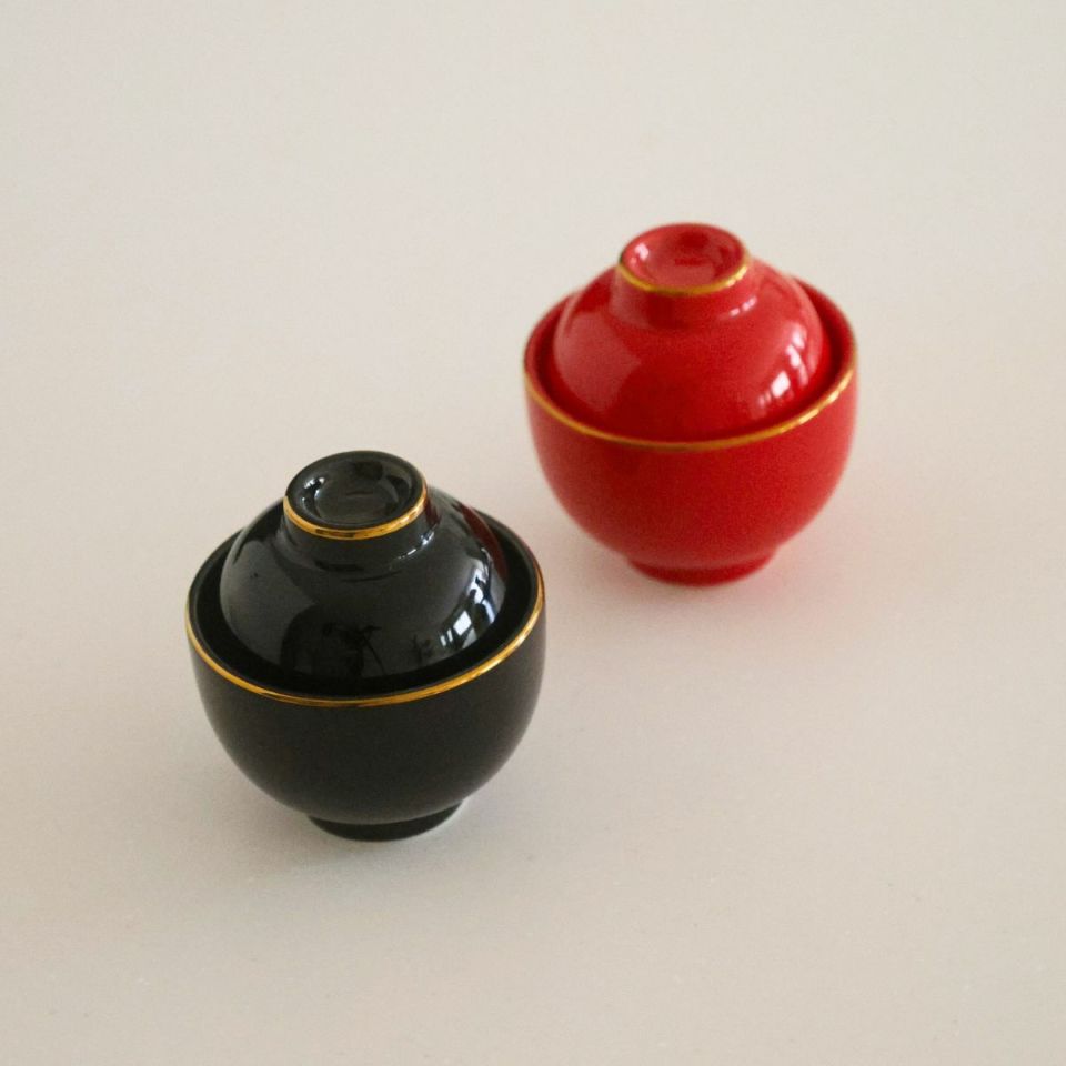 陶器製　蓋付小椀珍味入れ