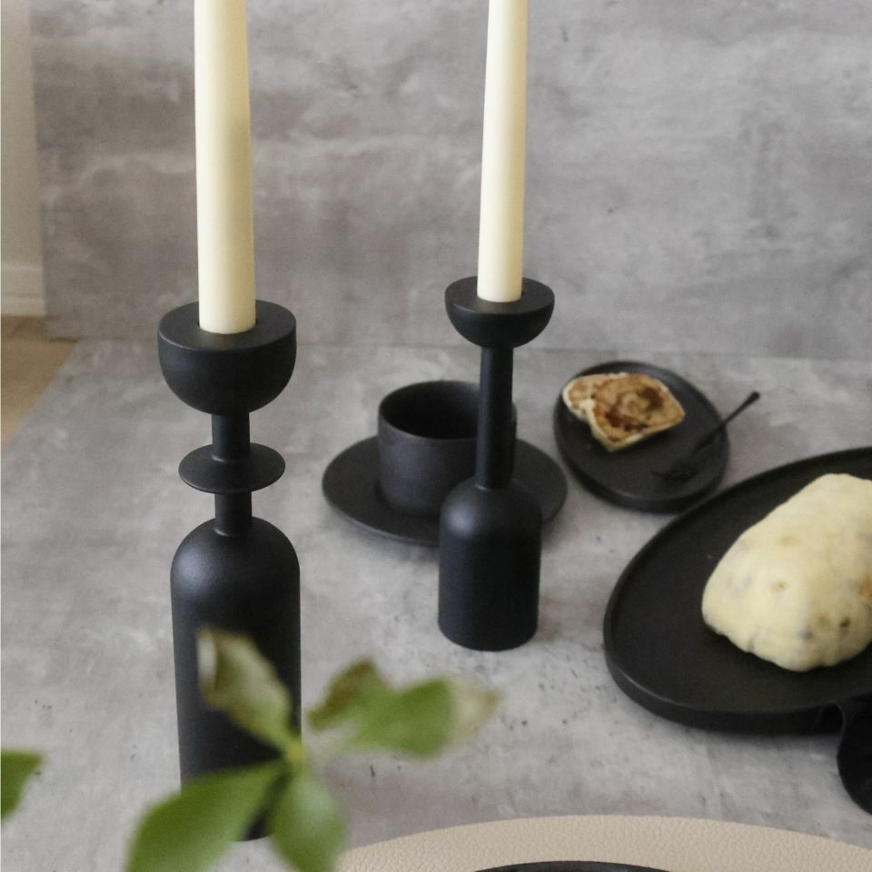 木製　ブラックキャンドルスタンド3個セット